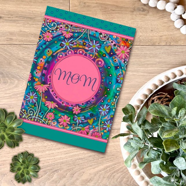 Mom Floral Pretty Pink Blue Unique Mother’s Day Card (Creator Uploaded)