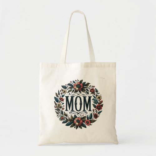 Mom Floral Wreath Vintage_Inspired Tee Tote Bag