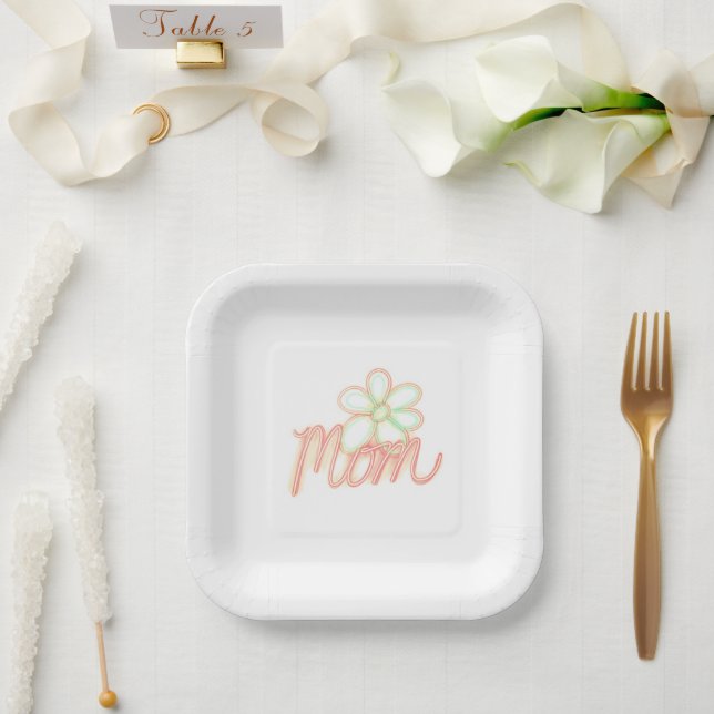 Mom Flower Art Paper Plates (Wedding)