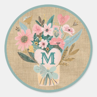 Mom Flower Bouquet Classic Round Sticker