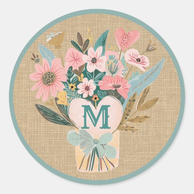 Mom Flower Bouquet  Classic Round Sticker (Front)