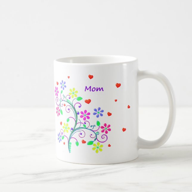 Mom Flower Cup With Custom We *Heart* You (Right)