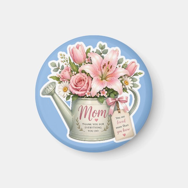 Mom Flower Watering Can Magnet (Front)