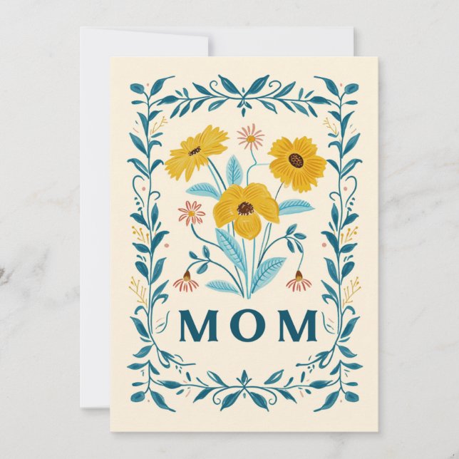 Mom Flowers Card, Happy Mothers Day 2024 Holiday Card (Front)