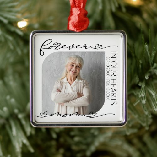 Mom Forever In Our Hearts Memorial Christmas Metal Ornament
