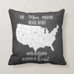 mom forever never apart long distance gift USA map Throw Pillow