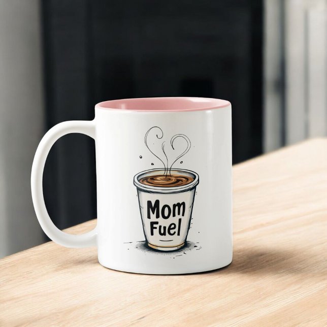 Mom Fuel | Funny Coffee Lover Mom Gift | Two-Tone Coffee Mug (Creator Uploaded)