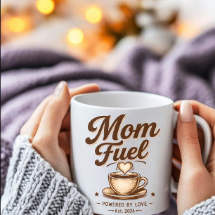 Mom Fuel Powered by Love Vintage Coffee Mug - Est
