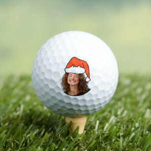 Mom Funny Christmas Santa Hat Face Photo Golf Balls