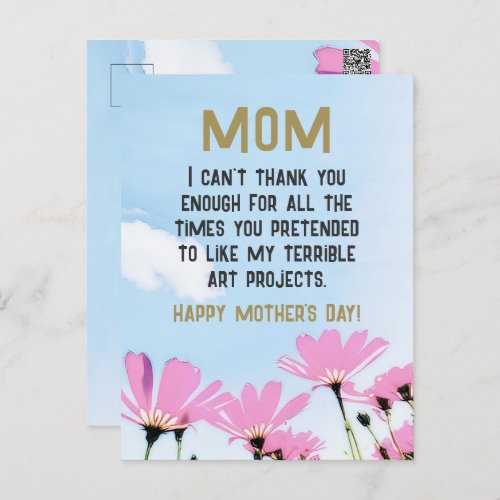 Mom Funny Quote Humor Flowers Floral Mothers Day Postcard