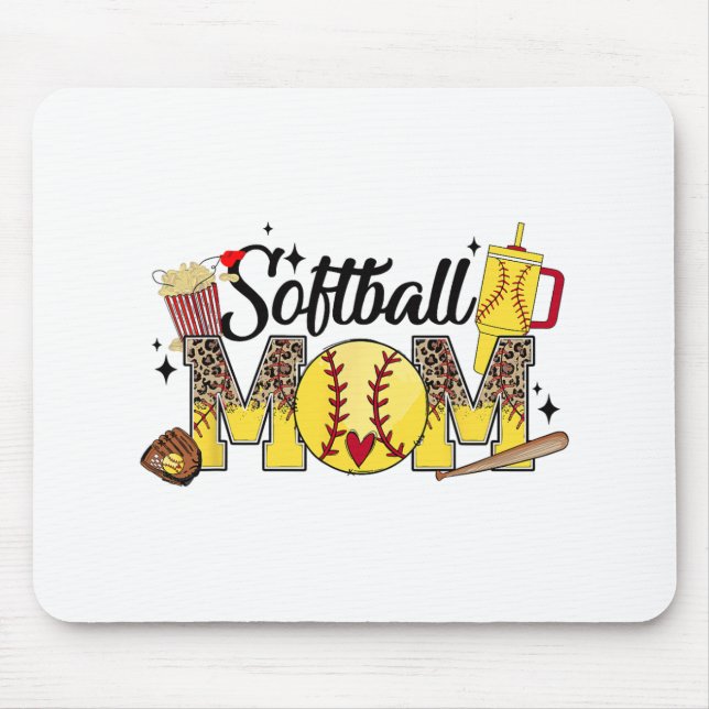 Mom Game Day Vibes Mothers Day Women Softball Mama Mouse Pad (Front)