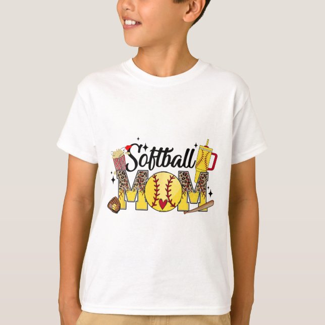 Mom Game Day Vibes Mothers Day Women Softball Mama T-Shirt (Front)