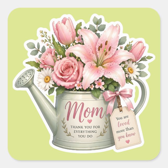 Mom Garden Flowers Square Sticker (Front)