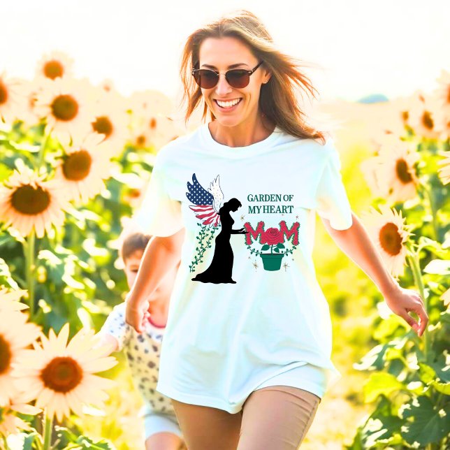 Mom – Garden of My Heart Floral Angel Design T-Shirt (Creator Uploaded)