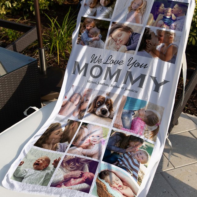 Mom Gift 15 Photo Collage Beach Towel (Creator Uploaded)