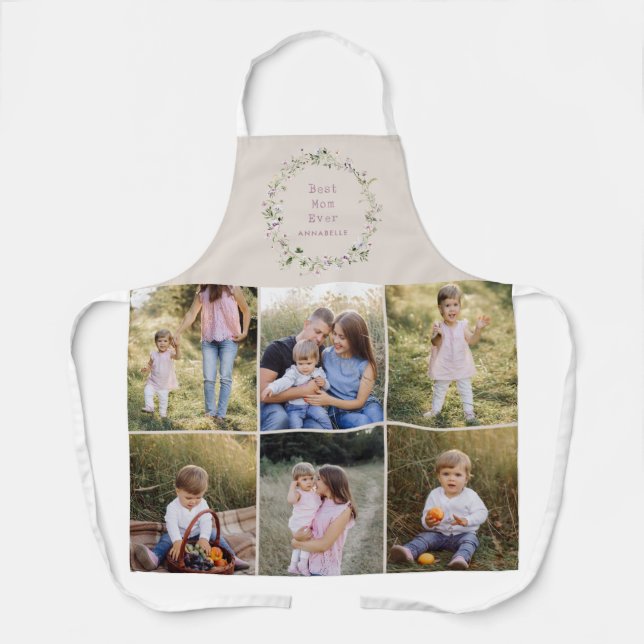 Mom gift 8 photo girly floral elegant delicate apron (Front)