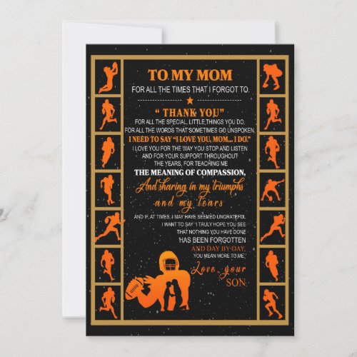 Mom Gift  Letter To My Mom Love From Your Son Holiday Card