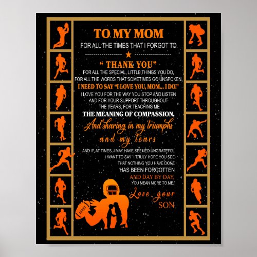 Mom Gift  Letter To My Mom Love From Your Son Poster