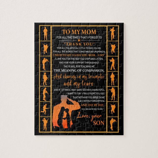 Mom Gifts | Letter To My Mom Love From Son Jigsaw Puzzle (Vertical)
