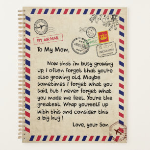 Mom Gifts   Letter To My Mom Love From Son Planner