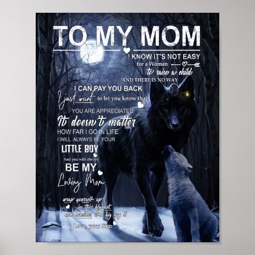 Mom Gifts  Letter To My Mom Love From Son Poster