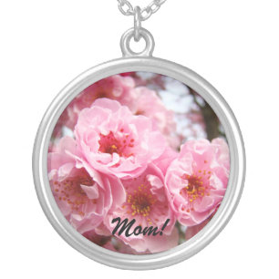 Mom! gifts Sterling Silver Necklace Pink Blossom