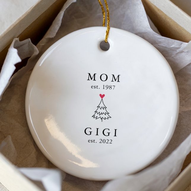 Mom | Gigi Year Est. Christmas Ceramic Ornament (Creator Uploaded)