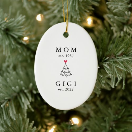 Mom  Gigi Year Est Christmas Ceramic Ornament