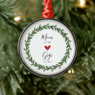 Mom Gigi Year Est. Metal Ornament