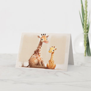 Mom Giraffe with Baby Card