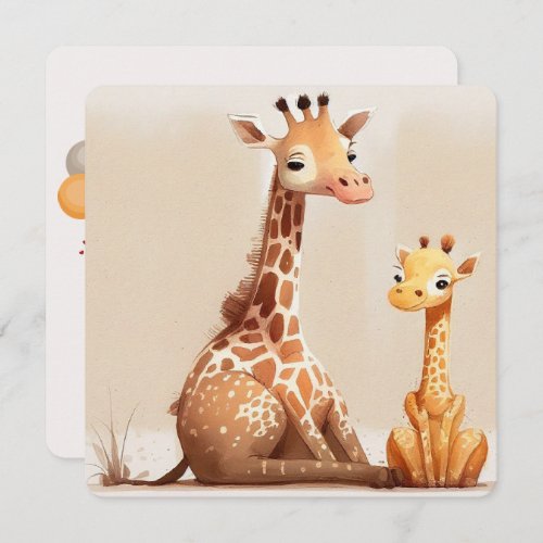 Mom Giraffe with Baby Invitation