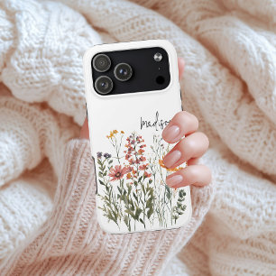 Mom Girls Elegant Wildflower Bridal Custom Name iPhone 17 Pro Max Case