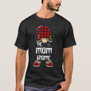 Mom Gnome Buffalo Plaid Matching Family Christmas T-Shirt
