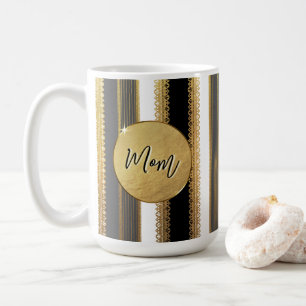 Mom Gold Bougie Stripes Personalized Coffee Mug