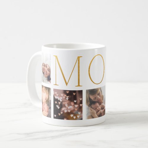 MOM Gold Foil modern elegant text Multi 7 Photo Coffee Mug