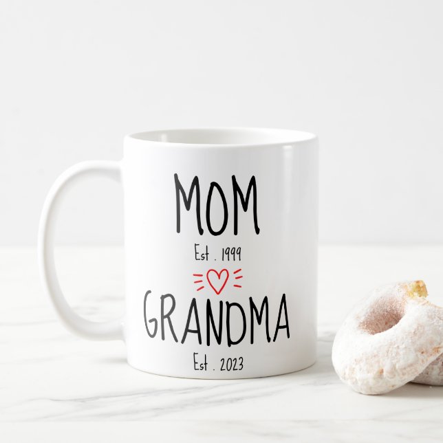 Mom, Grandma #2 Fist Time Grandma,Gift New Grandma Coffee Mug (With Donut)