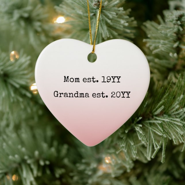 Mom Grandma Est Established Gifts For Grandma  Ceramic Ornament (Tree)