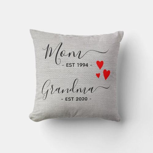 Mom Grandma established Pregnancy New Grandma Throw Pillow