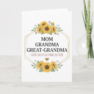 Mom Grandma Great Grandma Floral Family Pride  Card