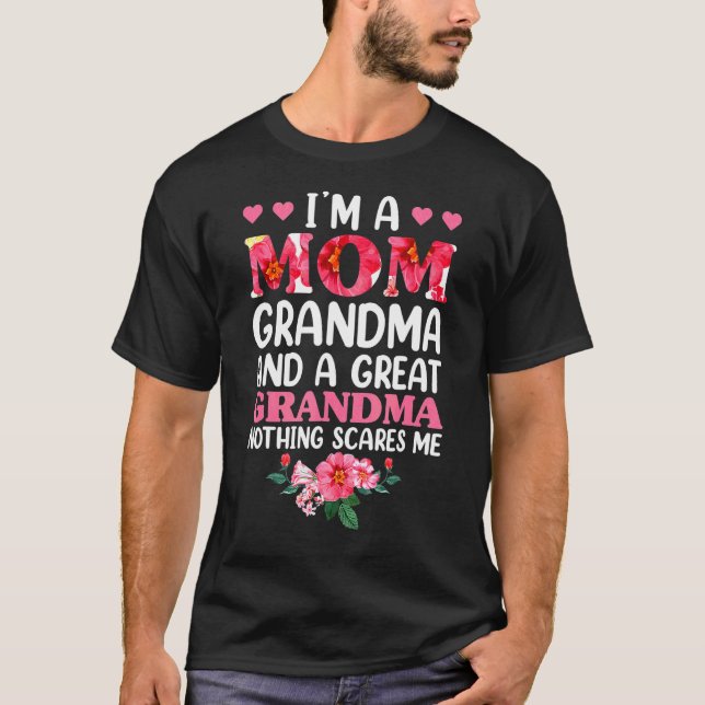 Mom Grandma Great Grandma Floral  For Women Mother T-Shirt (Front)