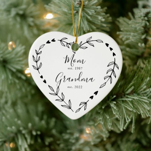 Mom  Grandma Heart Ceramic Ornament