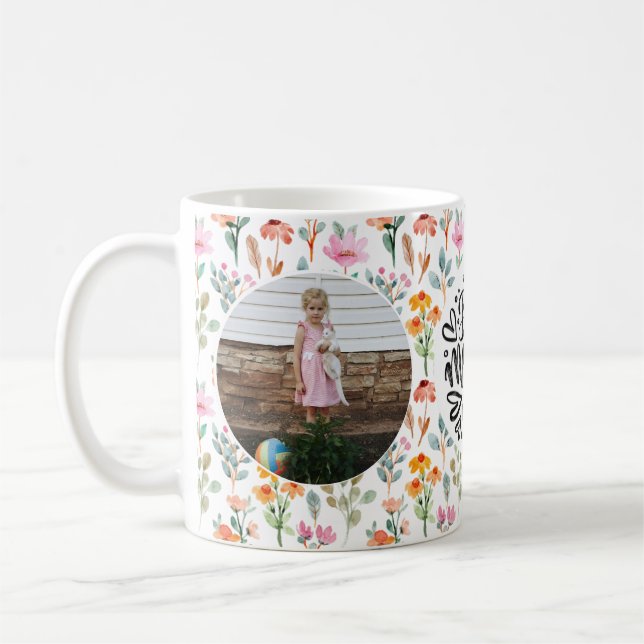 Mom & Grandma Memories: Floral Photo Collage Coffee Mug (Left)