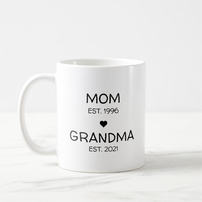 Mom Grandma Pregnancy Announcement Baby Reveal Coffee Mug (Left)