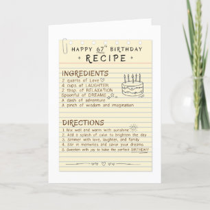 Mom & Grandma's 67th Birthday Recipe Card