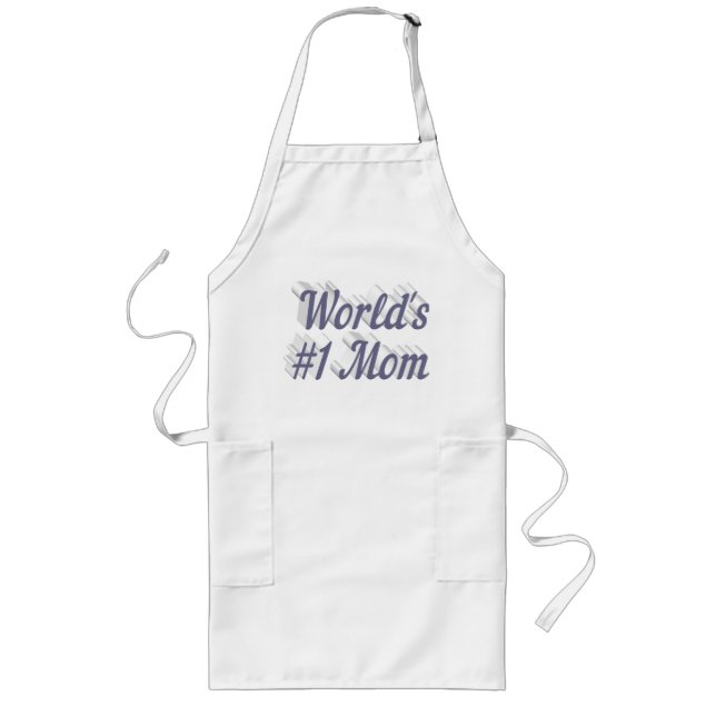 Mom gray text long apron (Front)