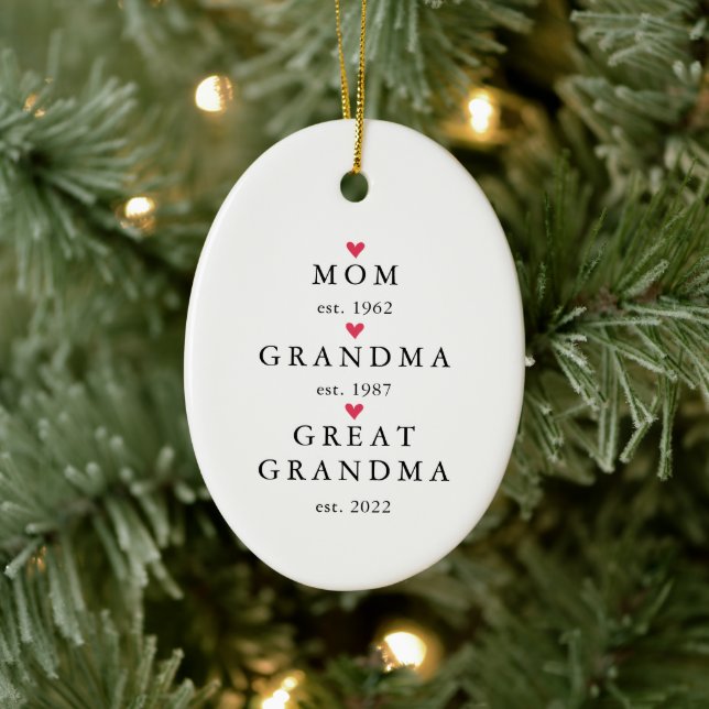 Mom | Great Grandma Year Est. Christmas Ceramic Ornament (Tree)