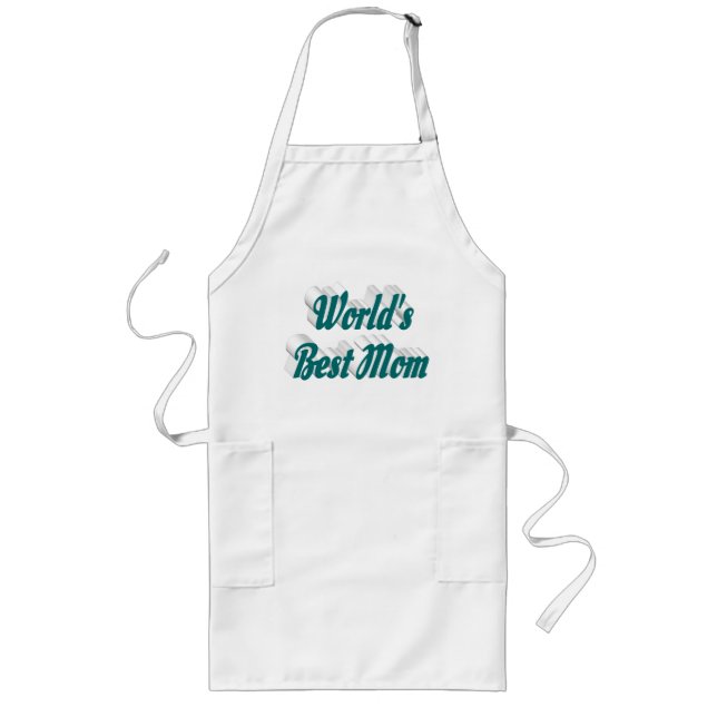 Mom Green typography Mothers Day Long Apron (Front)