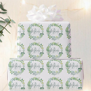 Mom Greenery Foliage Wreath Mother's Day Wrapping Paper