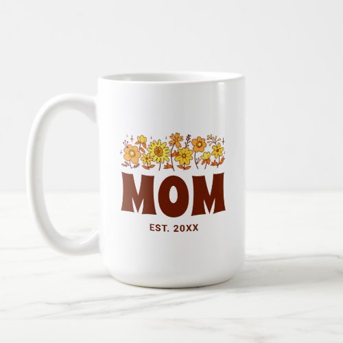 Mom Groovy Flower Vintage Floral Mothers Day Coffee Mug