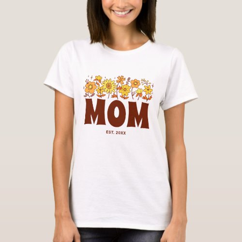 Mom Groovy Flower Vintage Floral Mothers Day T_Shirt